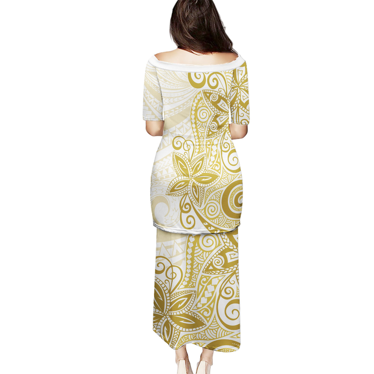 Polynesia Dolphins Puletasi Valentine Day Floral Polynesian - Vintage Brown LT14 - Polynesian Pride