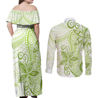 Polynesia Dolphins Couples Matching Off Shoulder Maxi Dress and Long Sleeve Button Shirt Valentine Day Floral Polynesian - Vintage Lime Green LT14 - Polynesian Pride