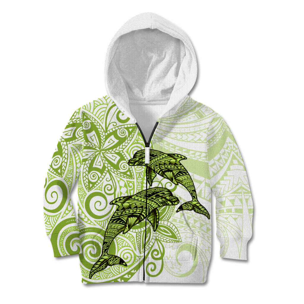 Polynesia Dolphins Kid Hoodie Valentine Day Floral Polynesian - Vintage Lime Green LT14 Zip Hoodie Lime Green - Polynesian Pride