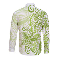 Polynesia Dolphins Long Sleeve Button Shirt Valentine Day Floral Polynesian - Vintage Lime Green LT14 - Polynesian Pride