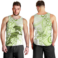 Polynesia Dolphins Men Tank Top Valentine Day Floral Polynesian - Vintage Lime Green LT14 - Polynesian Pride