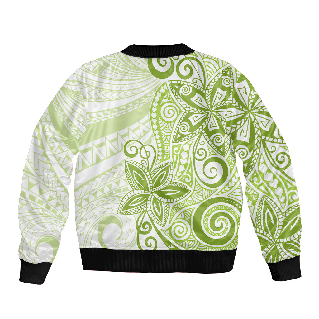 Polynesia Dolphins Sleeve Zip Bomber Jacket Valentine Day Floral Polynesian - Vintage Lime Green LT14 - Polynesian Pride