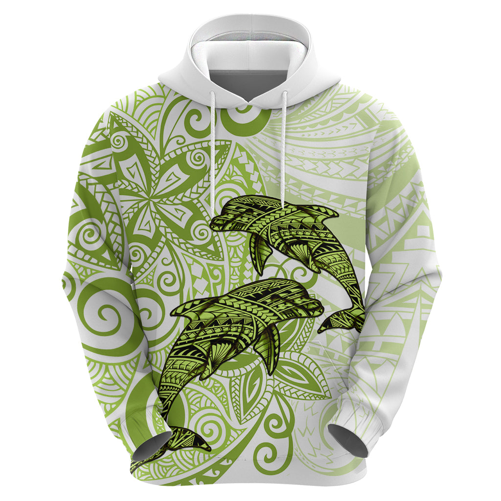 Polynesia Dolphins Zip Hoodie Valentine Day Floral Polynesian - Vintage Lime Green LT14 - Polynesian Pride