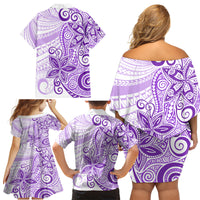 Polynesia Dolphins Family Matching Off Shoulder Short Dress and Hawaiian Shirt Valentine Day Floral Polynesian - Vintage Purple LT14 - Polynesian Pride
