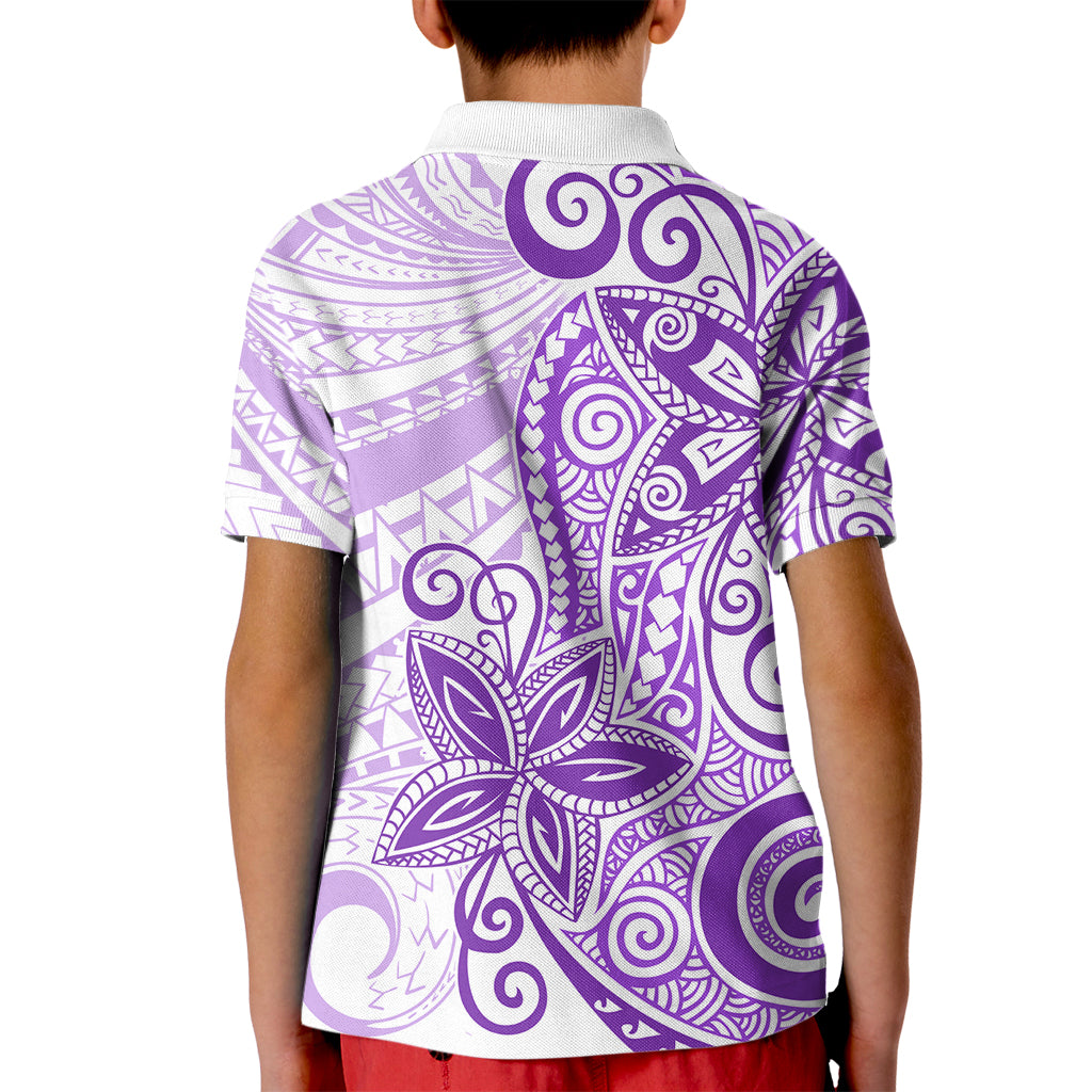 Polynesia Dolphins Kid Polo Shirt Valentine Day Floral Polynesian - Vintage Purple LT14 - Polynesian Pride
