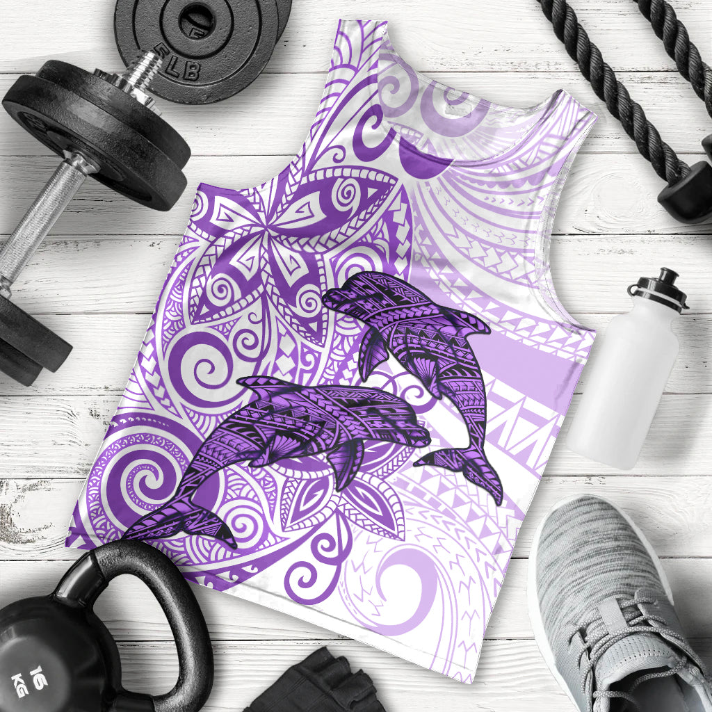 Polynesia Dolphins Men Tank Top Valentine Day Floral Polynesian - Vintage Purple LT14 - Polynesian Pride