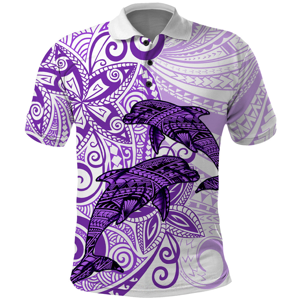 Polynesia Dolphins Polo Shirt Valentine Day Floral Polynesian - Vintage Purple LT14 Purple - Polynesian Pride