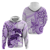 Polynesia Dolphins Zip Hoodie Valentine Day Floral Polynesian - Vintage Purple LT14 - Polynesian Pride