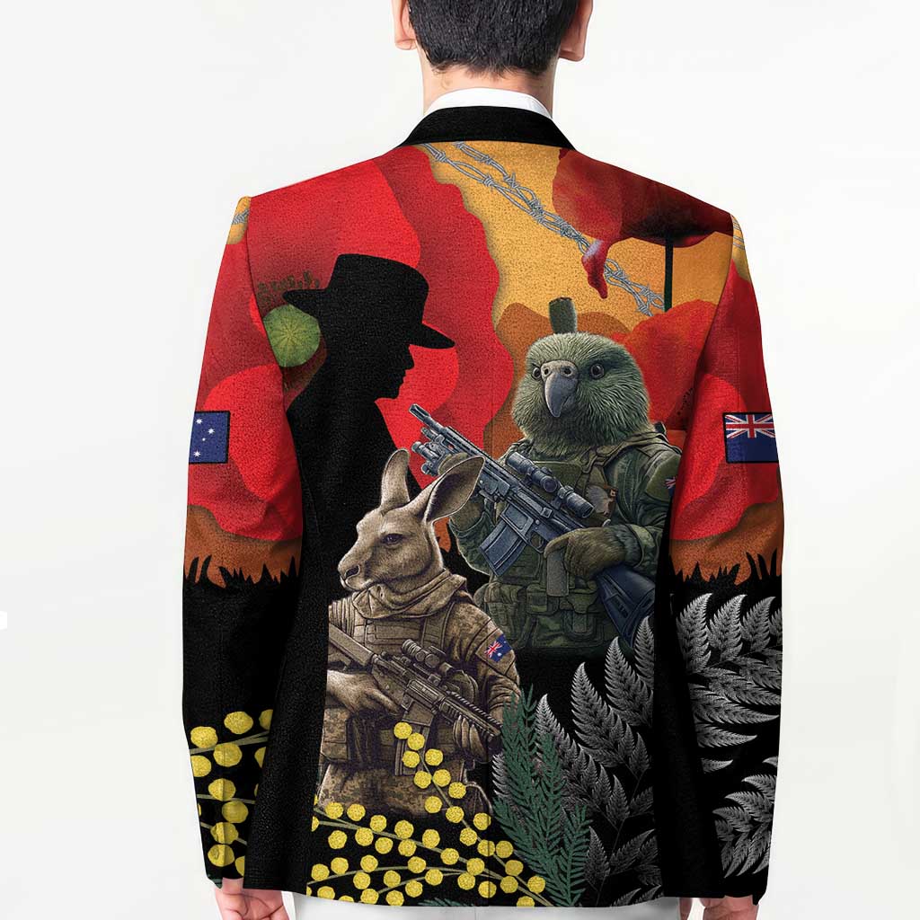 New Zealand and Australia ANZAC Day Blazer Sliver Fern Kakapo With Golden Wattle Kangaroo - Polynesian Pride
