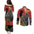 New Zealand and Australia ANZAC Day Couples Matching Puletasi and Long Sleeve Button Shirt Sliver Fern Kakapo With Golden Wattle Kangaroo