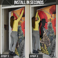 New Zealand and Australia ANZAC Day Door Cover Sliver Fern Kakapo With Golden Wattle Kangaroo - Polynesian Pride