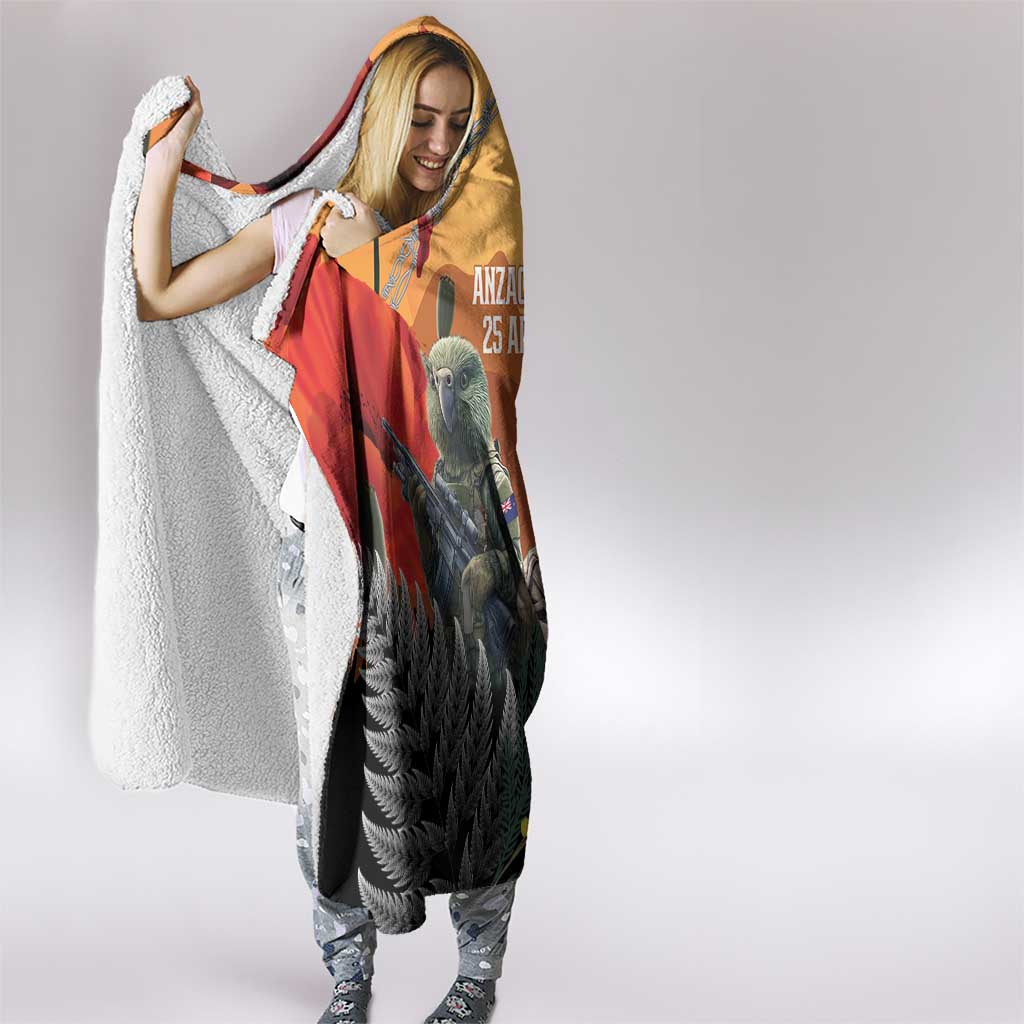 New Zealand and Australia ANZAC Day Hooded Blanket Sliver Fern Kakapo With Golden Wattle Kangaroo