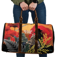 New Zealand and Australia ANZAC Day Travel Bag Sliver Fern Kakapo With Golden Wattle Kangaroo - Polynesian Pride