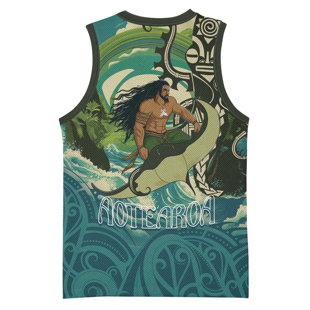 Aotearoa Tangaroa Atua Basketball Jersey New Zealand God Of The Ocean - Polynesian Pride