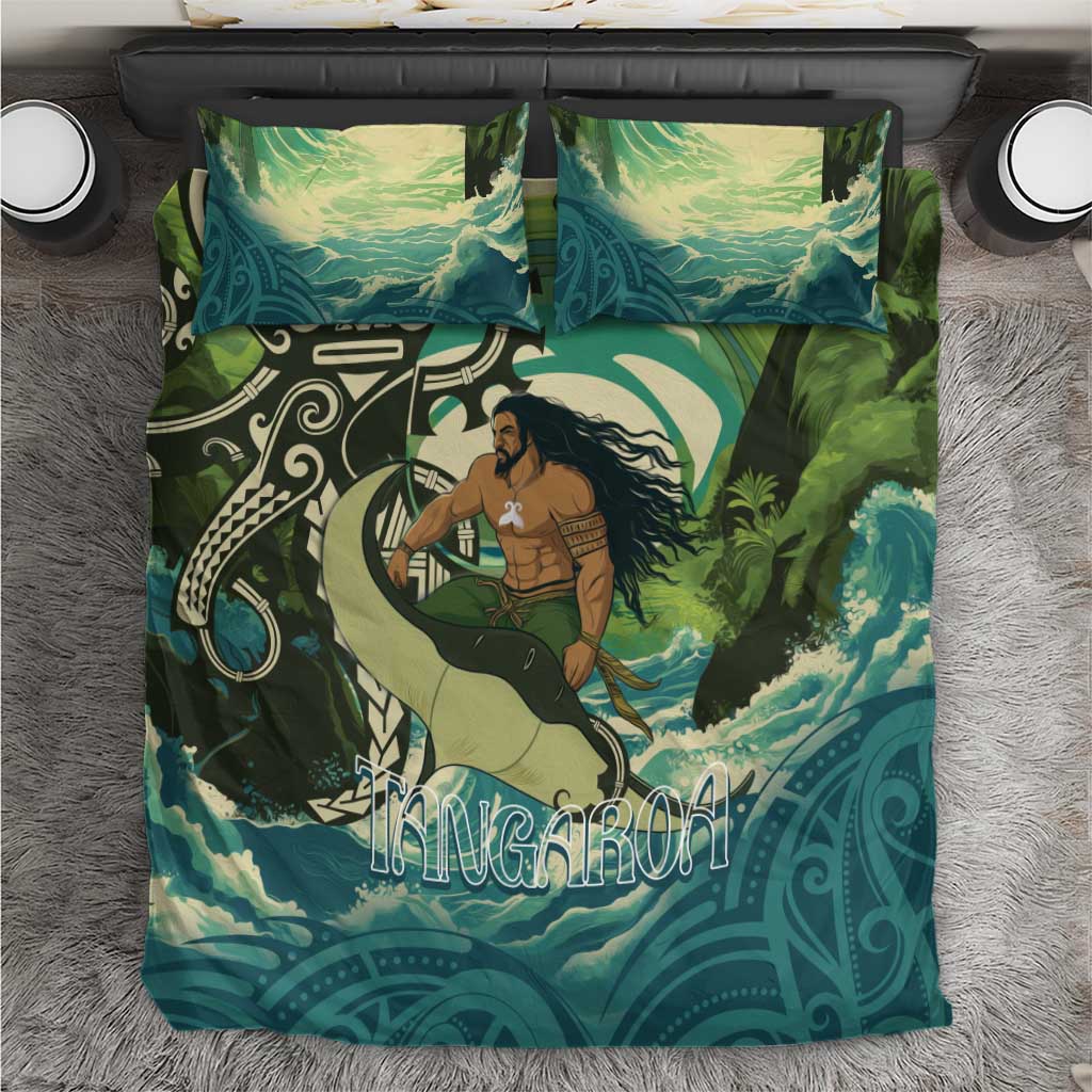 Aotearoa Tangaroa Atua Bedding Set New Zealand God Of The Ocean LT14 Cyan - Polynesian Pride