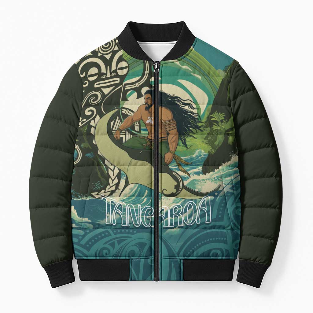Aotearoa Tangaroa Atua Bomber Puffer Jacket New Zealand God Of The Ocean - Polynesian Pride
