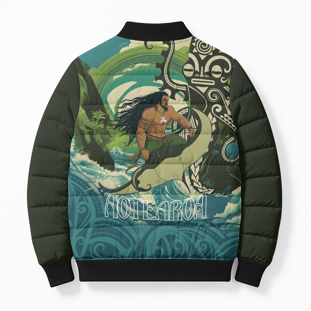 Aotearoa Tangaroa Atua Bomber Puffer Jacket New Zealand God Of The Ocean - Polynesian Pride