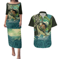 Aotearoa Tangaroa Atua Couples Matching Puletasi and Hawaiian Shirt New Zealand God Of The Ocean