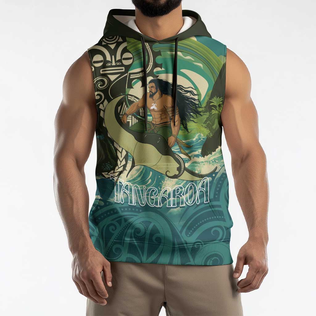 Aotearoa Tangaroa Atua Sleeveless Hoodie New Zealand God Of The Ocean - Polynesian Pride