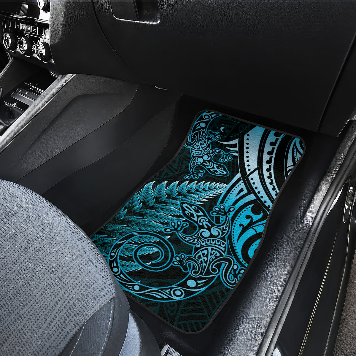 New Zealand Lizard Car Mats Silver Fern Aotearoa Maori Blue Version