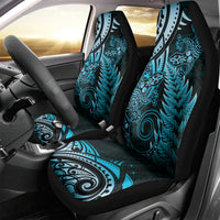 New Zealand Lizard Car Seat Cover Silver Fern Aotearoa Maori Blue Version