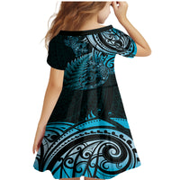 New Zealand Lizard Family Matching Mermaid Dress and Hawaiian Shirt Silver Fern Aotearoa Maori Blue Version