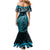 New Zealand Lizard Family Matching Mermaid Dress and Hawaiian Shirt Silver Fern Aotearoa Maori Blue Version