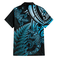 New Zealand Lizard Family Matching Puletasi and Hawaiian Shirt Silver Fern Aotearoa Maori Blue Version LT14 - Polynesian Pride