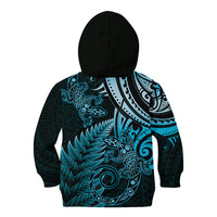 New Zealand Lizard Kid Hoodie Silver Fern Aotearoa Maori Blue Version