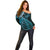 New Zealand Lizard Off Shoulder Sweater Silver Fern Aotearoa Maori Blue Version