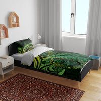 New Zealand Lizard Bedding Set Silver Fern Aotearoa Maori Green Version