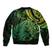 New Zealand Lizard Bomber Jacket Silver Fern Aotearoa Maori Green Version
