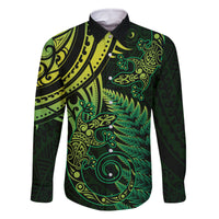New Zealand Lizard Family Matching Mermaid Dress and Hawaiian Shirt Silver Fern Aotearoa Maori Green Version