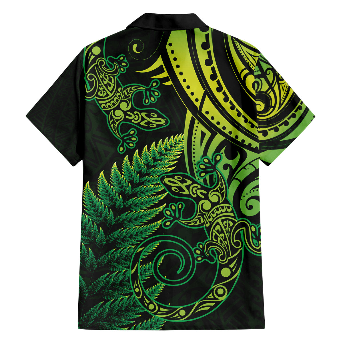 New Zealand Lizard Family Matching Tank Maxi Dress and Hawaiian Shirt Silver Fern Aotearoa Maori Green Version