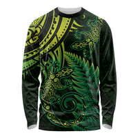 New Zealand Lizard Long Sleeve Shirt Silver Fern Aotearoa Maori Green Version LT14 Unisex Green - Polynesian Pride