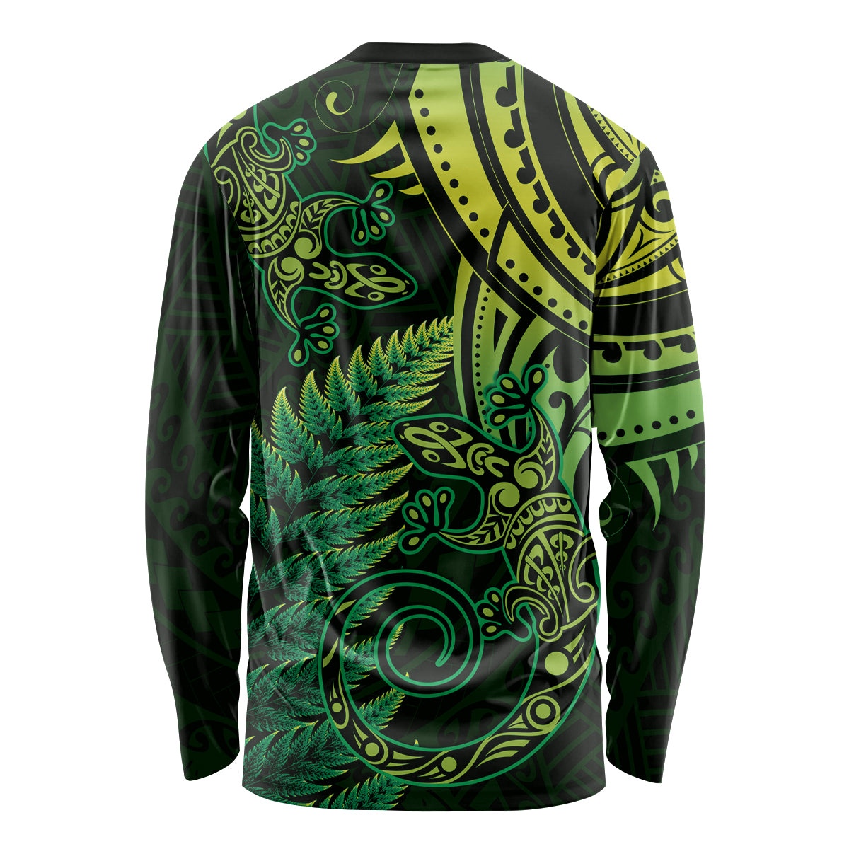 New Zealand Lizard Long Sleeve Shirt Silver Fern Aotearoa Maori Green Version LT14 - Polynesian Pride