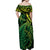 New Zealand Lizard Off Shoulder Maxi Dress Silver Fern Aotearoa Maori Green Version