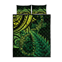 New Zealand Lizard Quilt Bed Set Silver Fern Aotearoa Maori Green Version