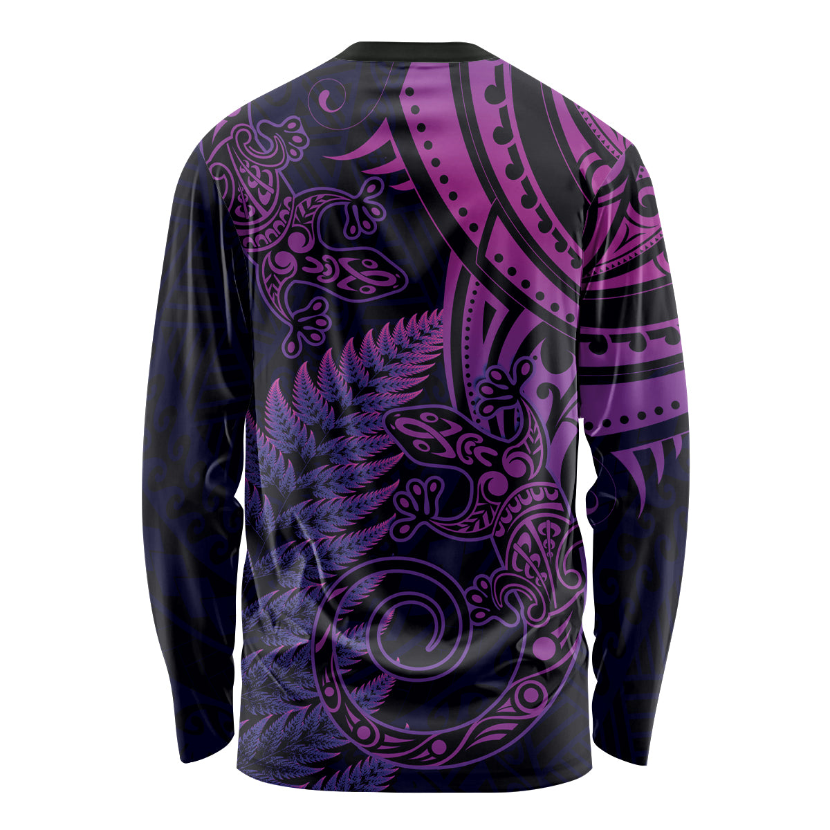 New Zealand Lizard Long Sleeve Shirt Silver Fern Aotearoa Maori Purple Version LT14 - Polynesian Pride