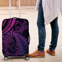 New Zealand Lizard Luggage Cover Silver Fern Aotearoa Maori Purple Version