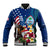 Personalised United States And Guam Baseball Jacket USA Eagle With Guahan Seal Tropical Vibes