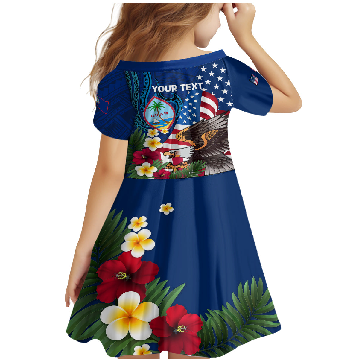 Personalised United States And Guam Family Matching Mermaid Dress and Hawaiian Shirt USA Eagle With Guahan Seal Tropical Vibes