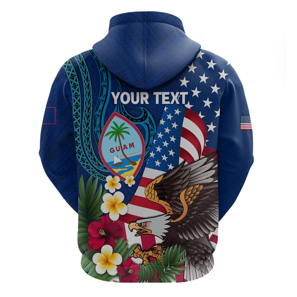Personalised United States And Guam Hoodie USA Eagle With Guahan Seal Tropical Vibes
