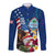 Personalised United States And Guam Long Sleeve Button Shirt USA Eagle With Guahan Seal Tropical Vibes