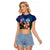 Personalised United States And Guam Raglan Cropped T Shirt USA Eagle With Guahan Seal Tropical Vibes