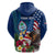 Personalised United States And Guam Zip Hoodie USA Eagle With Guahan Seal Tropical Vibes