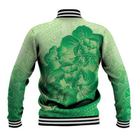 Aloha Hawaii Molokai Island Baseball Jacket Hibiscus Tribal Honu Hawaiian Tattoo Green