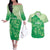 Aloha Hawaii Molokai Island Couples Matching Off The Shoulder Long Sleeve Dress and Hawaiian Shirt Hibiscus Tribal Honu Hawaiian Tattoo Green