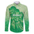 Aloha Hawaii Molokai Island Family Matching Off The Shoulder Long Sleeve Dress and Hawaiian Shirt Hibiscus Tribal Honu Hawaiian Tattoo Green