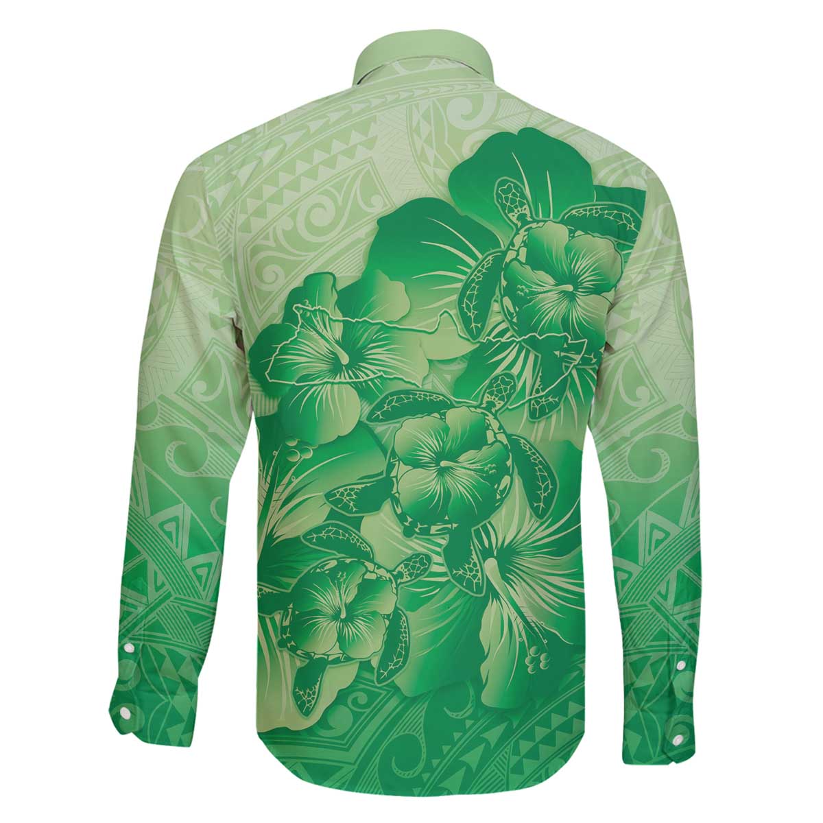 Aloha Hawaii Molokai Island Family Matching Off The Shoulder Long Sleeve Dress and Hawaiian Shirt Hibiscus Tribal Honu Hawaiian Tattoo Green